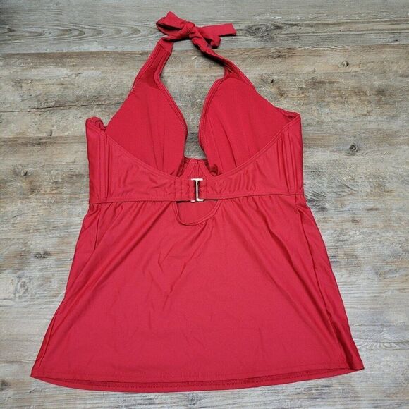 Birdsong Size‎ 32H Bare Necessities Rouge Red Underwire Halter Tankini Swim Top - Picture 9 of 12